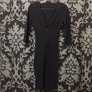 Gray ribbed zip up dress